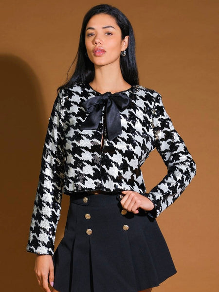 Sequin & Houndstooth Bow Tie Jacket