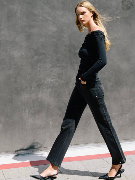 Vervet : High Rise Slim Wide with Rhinestone