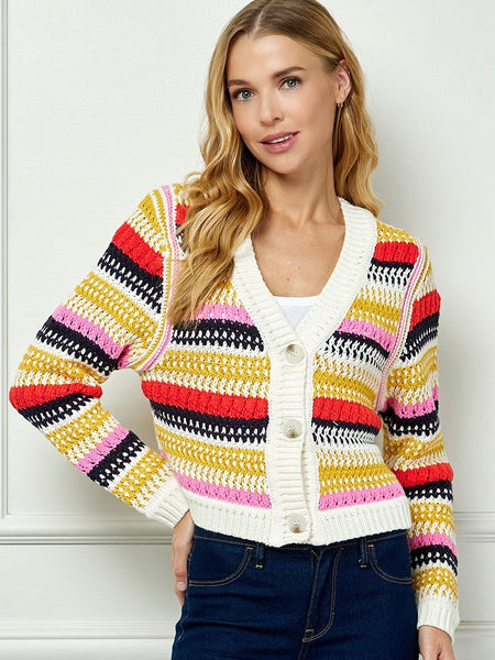 Multi Color Stripe Sweater Cardigan