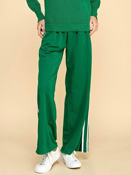 Wide Leg Side Stripes Track Pants