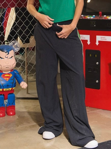 Pinstripe Trousers with Boxer Detail