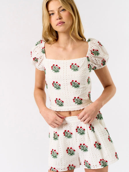 Mary Ellen Embroidered Top