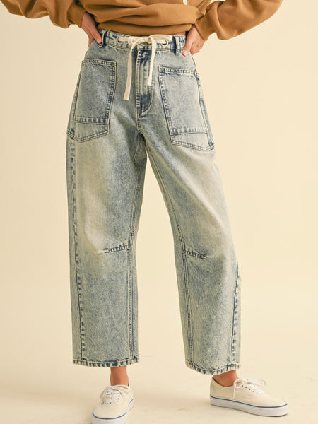 Washed Denim Pants
