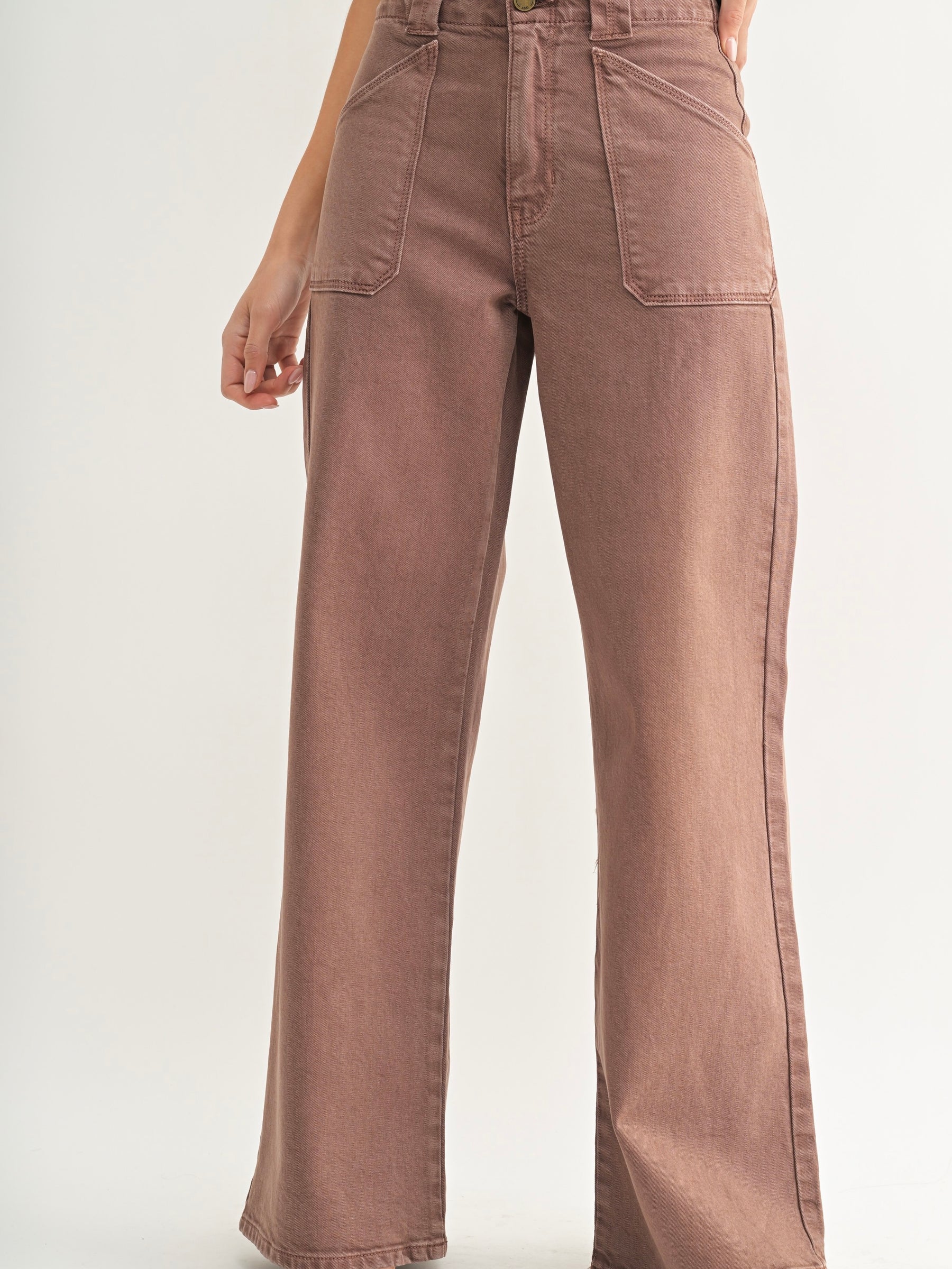 Just Black Denim Patch Pocket Wide Leg Flare