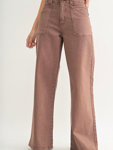 Just Black Denim Patch Pocket Wide Leg Flare