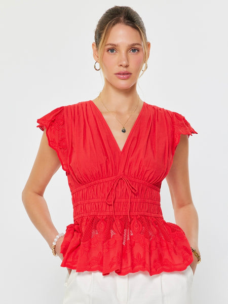 Embroidered Peplum Blouse