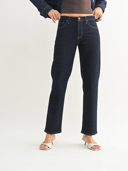 Just Black Denim : Clean Mid Rise Straight