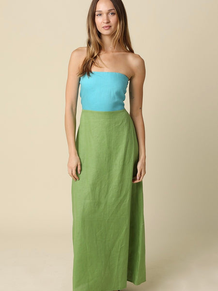 Mei Contrast Strapless Maxi Dress