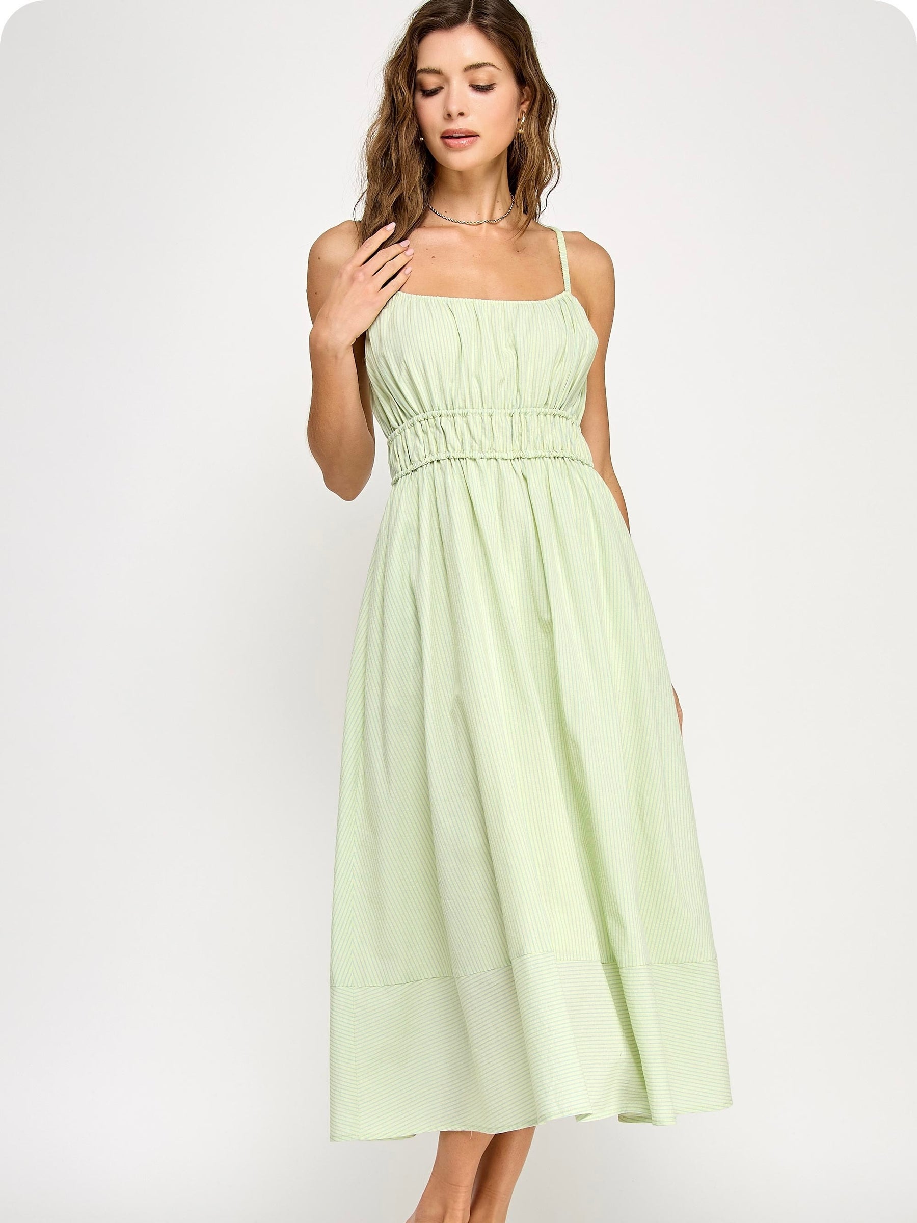 Stripe Cotton Voile Long Dress