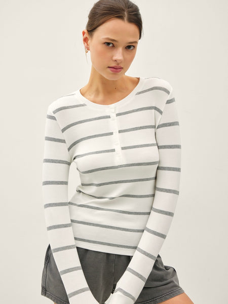 Classic Rib Henley Long Sleeve Top