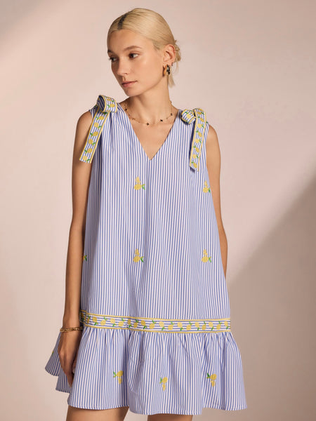 Lemon Embroidery Mini Dress