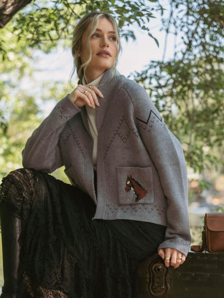 Horse Knit Sweater Cardigan
