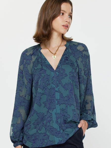 Jacquard Long Sleeve Blouse