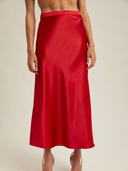 Isabella Satin Midi Skirt