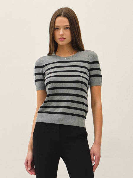 Classic Striped Short Sleeve Sweater