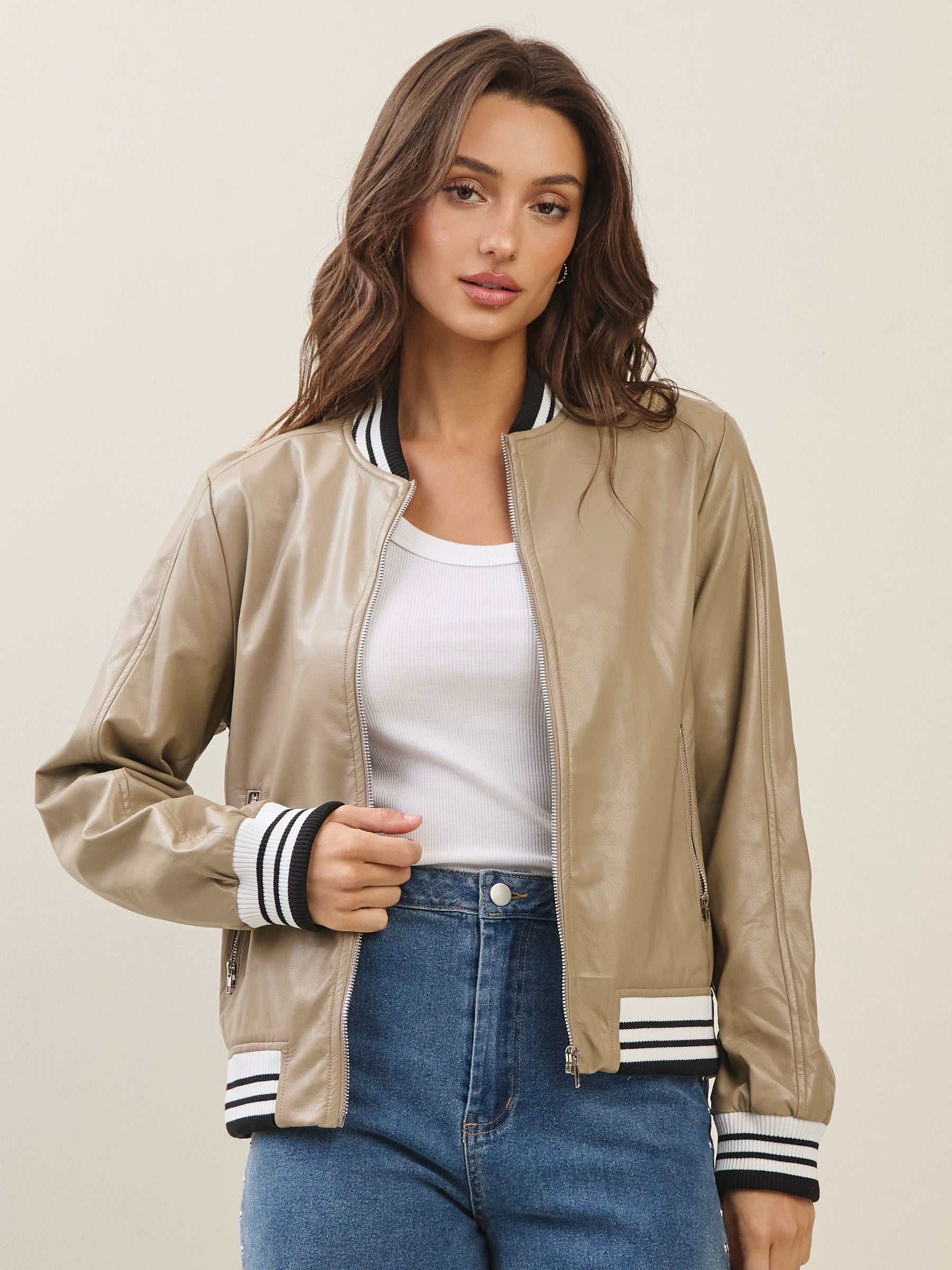 Vegan Leather Bomber Jacket