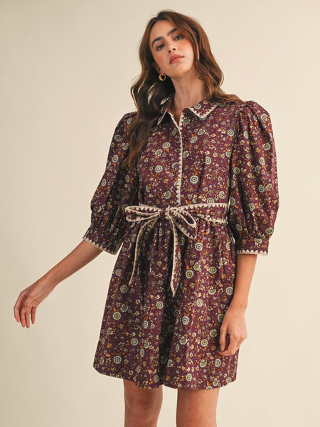 Gia Puff Sleeve Floral Dress
