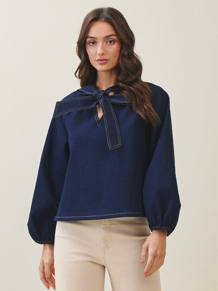 Bow Denim Blouse