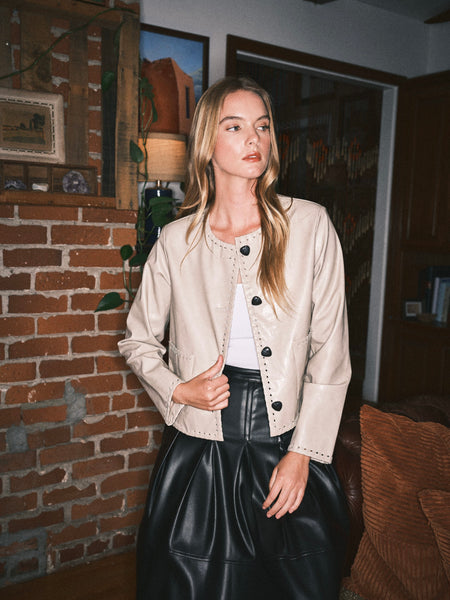 Whipstitch Edge Faux Leather Jacket