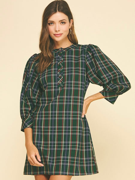 Plaid Button Down Mini Dress