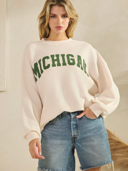MICHIGAN Graphic Cloudy Knit Top