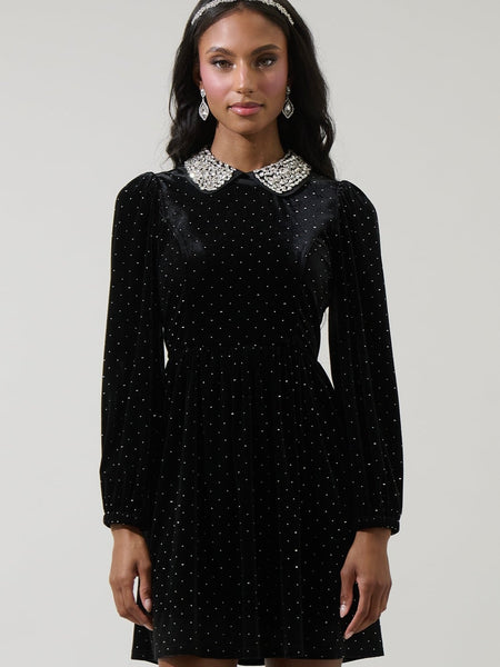 Esteller Velvet Polka Dot Mini Dress