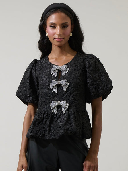 Arielle Jacquard Mania Bow Top