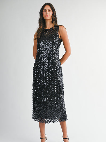 Sleeveless Sequin Midi Dress