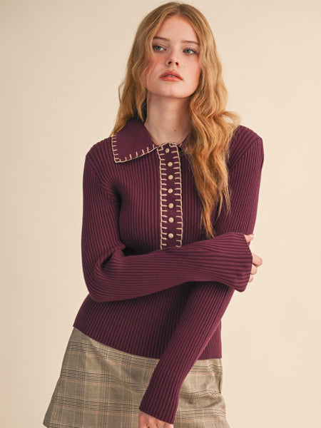 Joyce Collared Ribbed Sweater