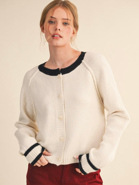 Two Tone Sweater Cardigan