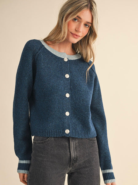 Two Tone Sweater Cardigan