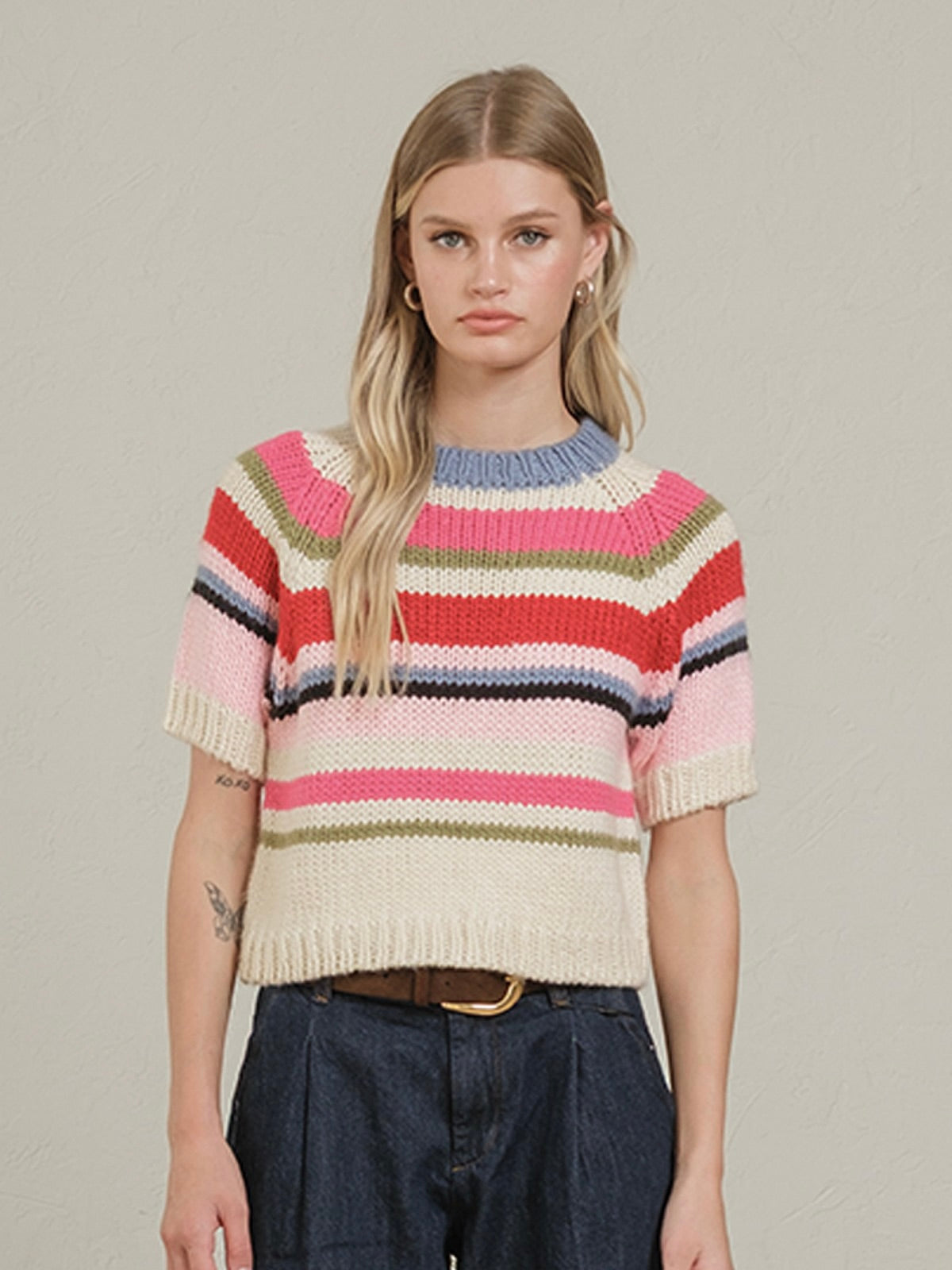 Chunky Knit Short Sleeve Sweater