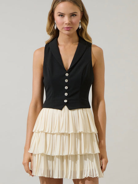 Fadia Atmore Vest Ruffle Mini Dress