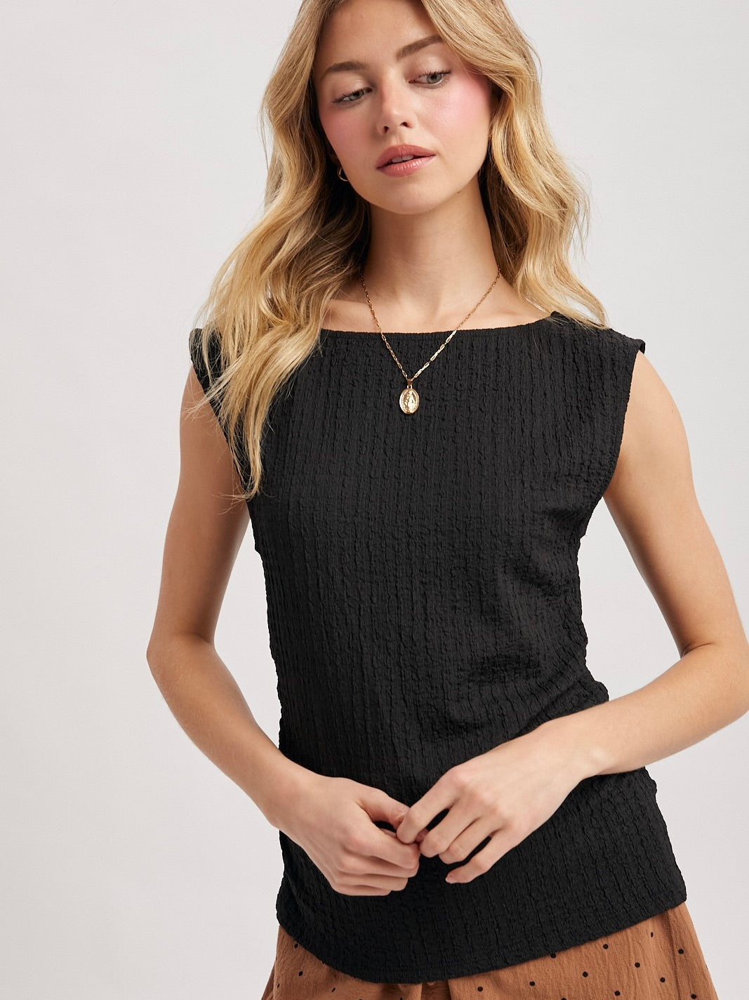 Textured Side Ruched Top
