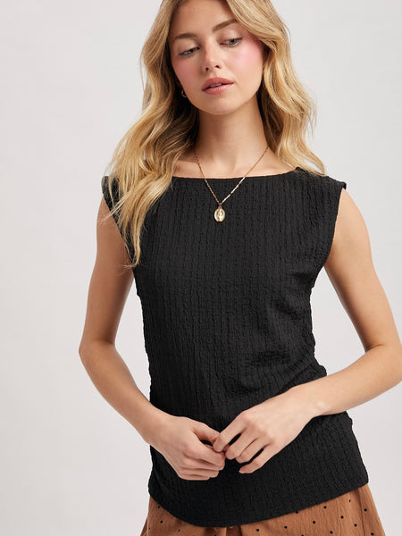 Textured Side Ruched Top