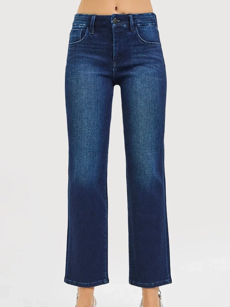 Risen Tummy Control Mid Rise Ankle Straight Jeans