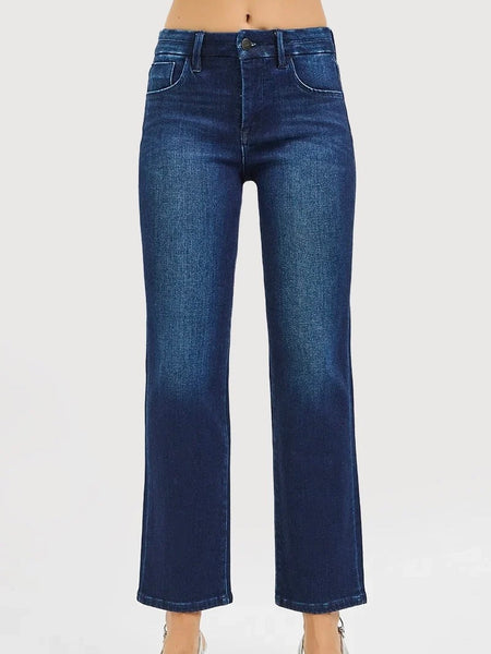 Risen Tummy Control Mid Rise Ankle Straight Jeans