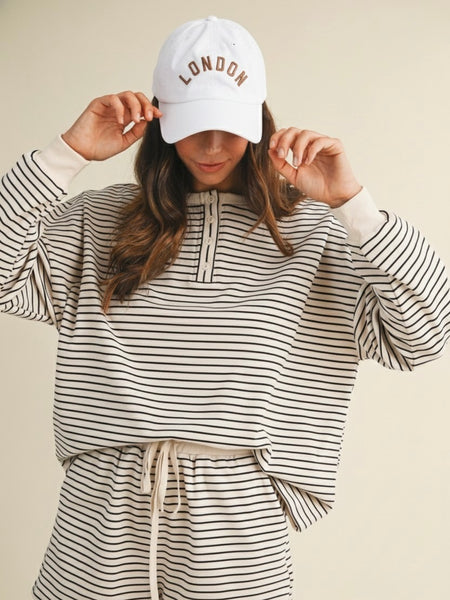 Soft Brushed Pin Stripe Knit Pullover