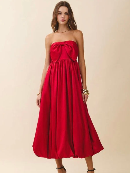 Strapless Bow Midi Dress