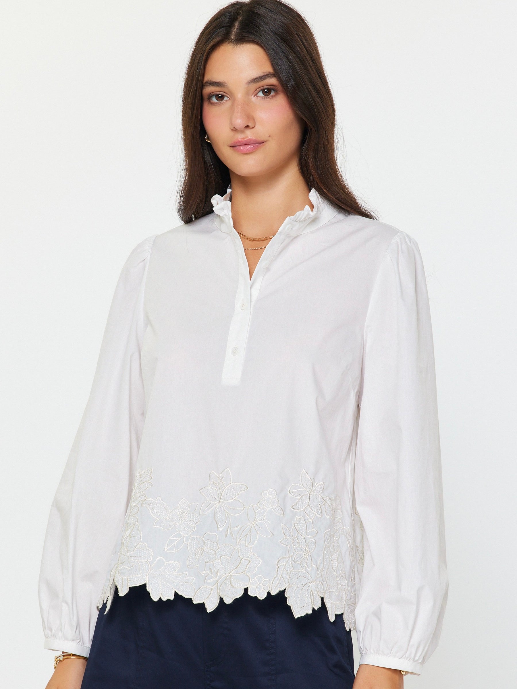 Embroidered Long Sleeve Top