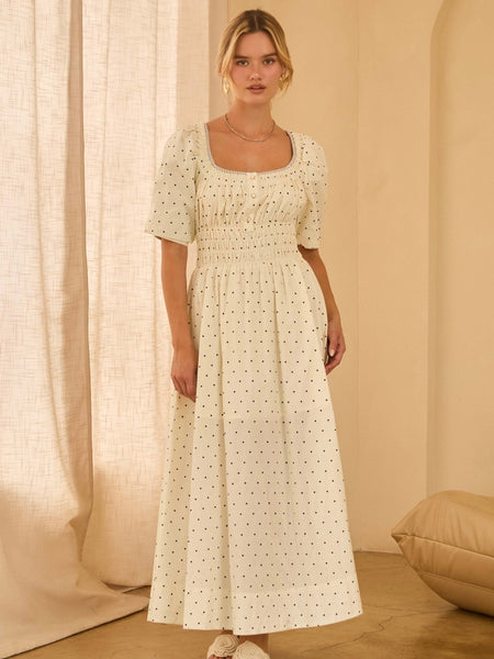 Polka Dot Poplin Midi Dress