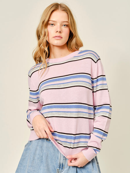Super Soft Striped Crewneck Classic Sweater