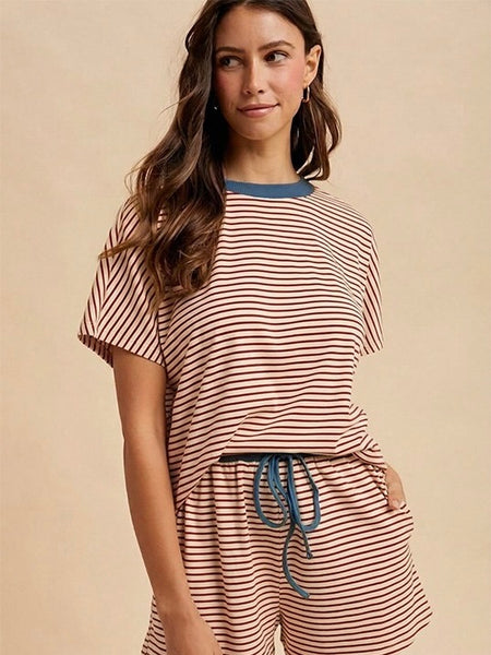 Loose Fit Striped Knit Top