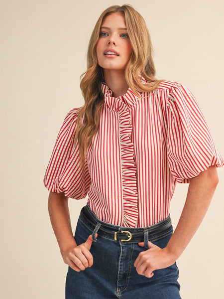 Striped Ruffled Top