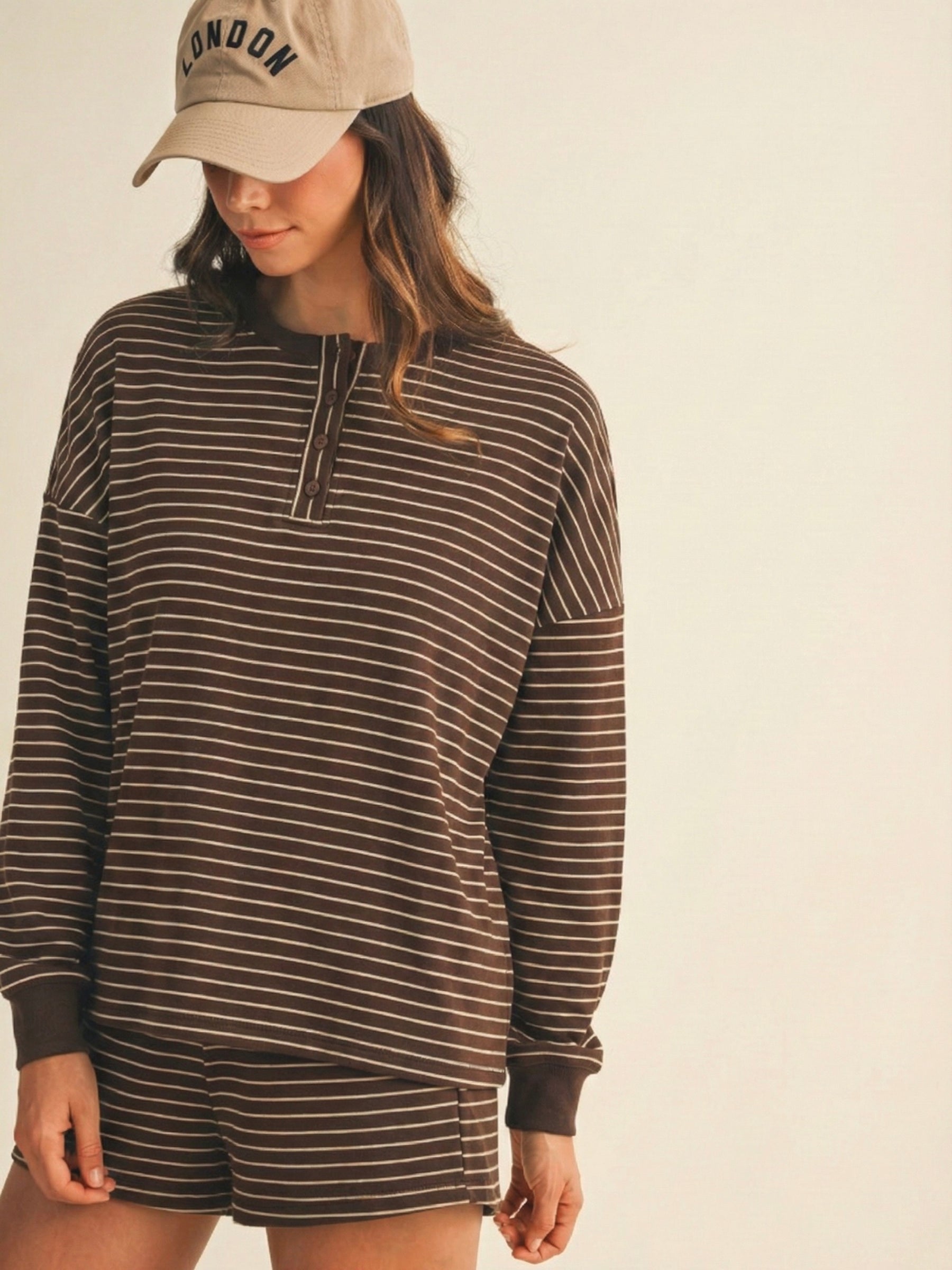 Soft Brushed Pin Stripe Knit Pullover