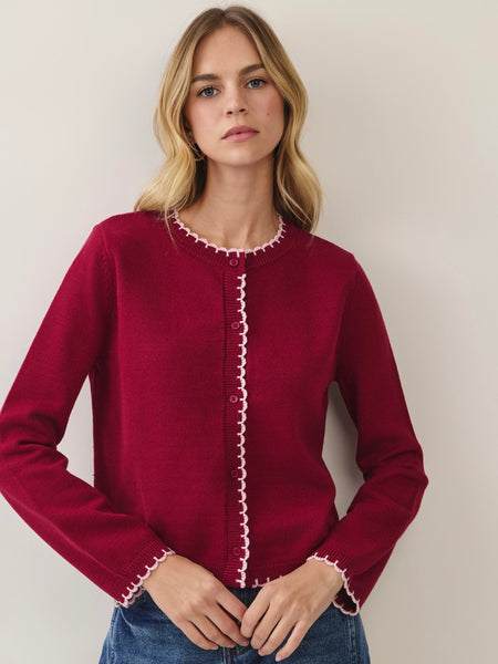 Contrast Scallop Trim Cardi