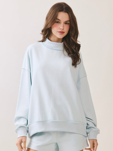 Mock Neck Drop Shoulder Top