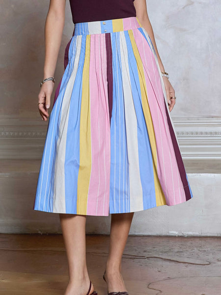 Seville Striped Midi Skirt