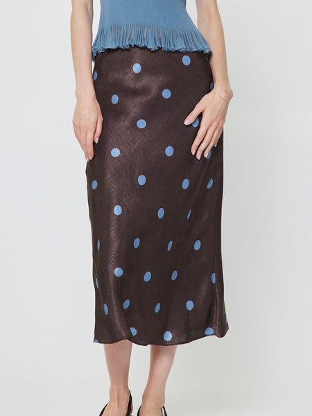 Elastic Waist Bias Cut Midi Skirt