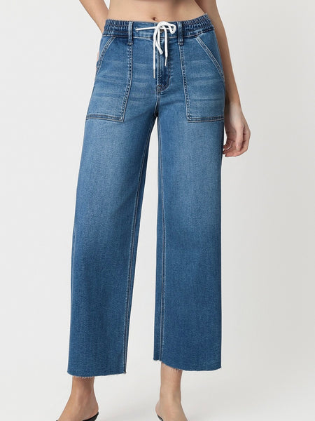 Vervet : High Rise Super Soft Drawstring Wide Leg